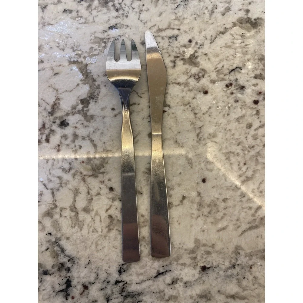 American Airlines Stainless Airplane 2 pc Fork Knife Vintage Silverware Flatware